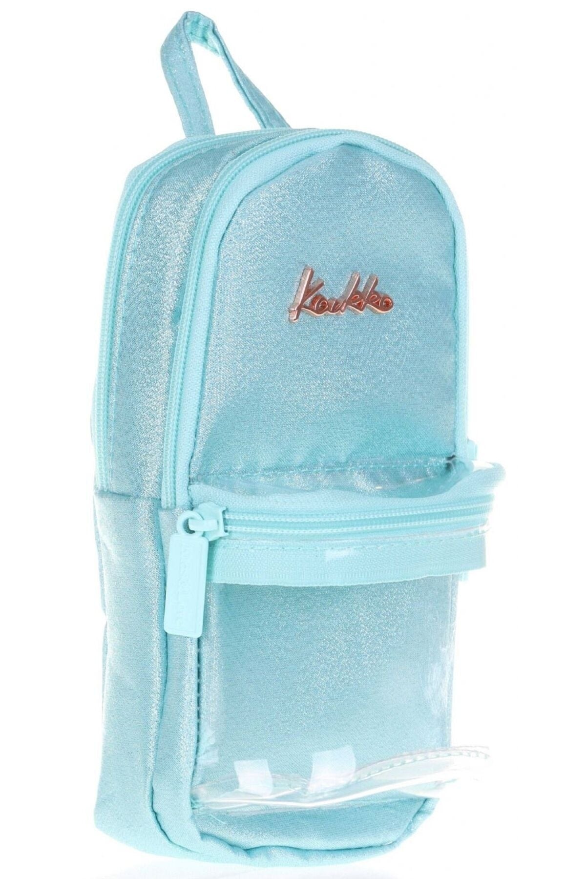 Transparent Turquoise Xoxo School Backpack and Pencil Holder Set - Girls