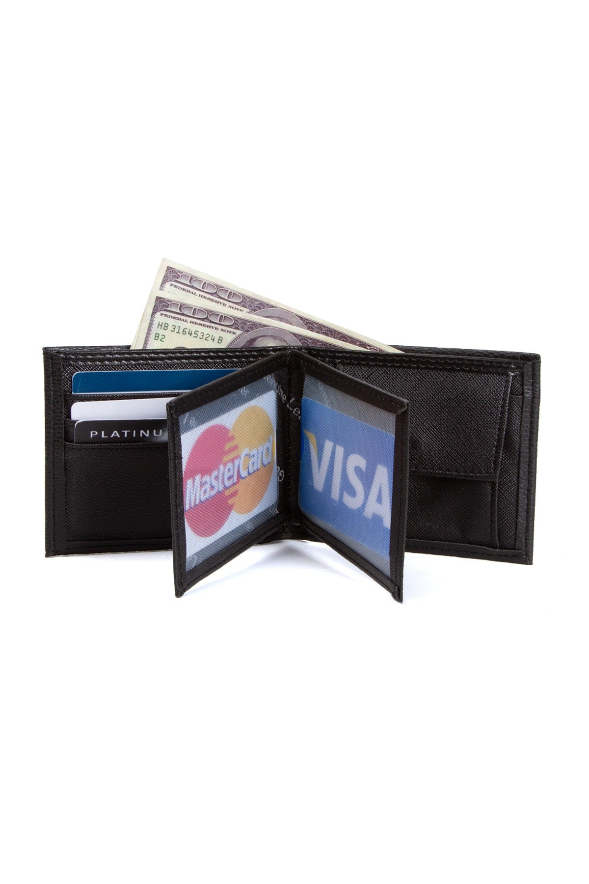 Black Color Wallet Men's Wallet With Coin Holder Card Compartment