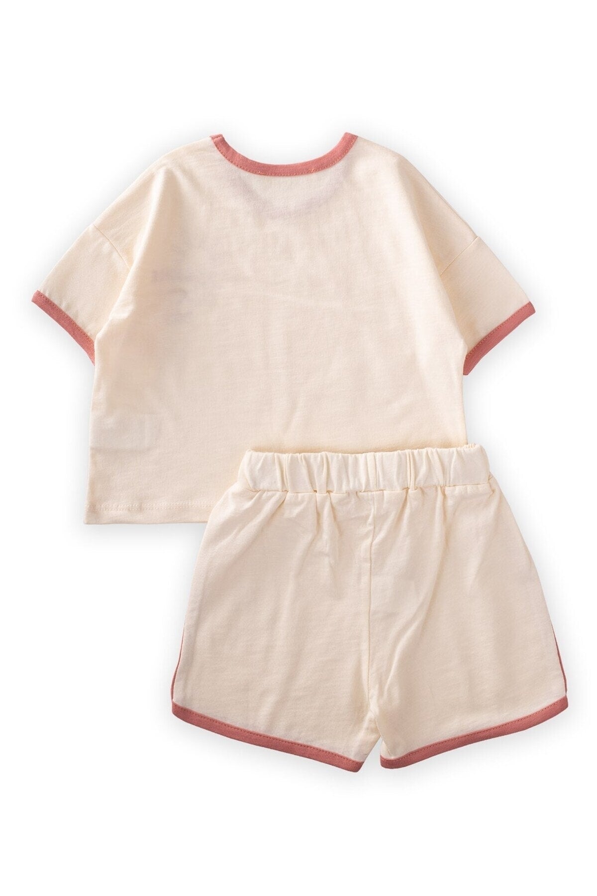 Piping Garnish Oversize Shorts Set 1-7 Years Sand