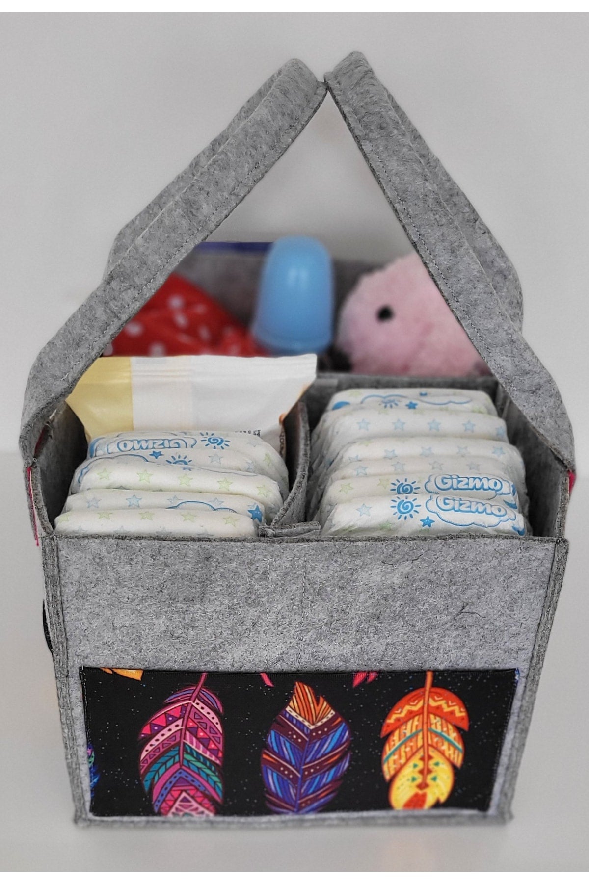 Handmade Multi-Purpose Felt Mother Baby Care And Organizer Bag Functional Organizer With Lid