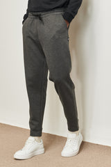 Men's Anthracite-melange Standard Fit Normal Cut Elastic Waist And Legs Comfortable Sports Sweatpants