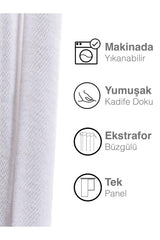 Velvet Textured White Island Backdrop Curtain Extraforward Pleated - Swordslife