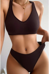 Women's Brown Camisole Fabric Underwear Set - Swordslife