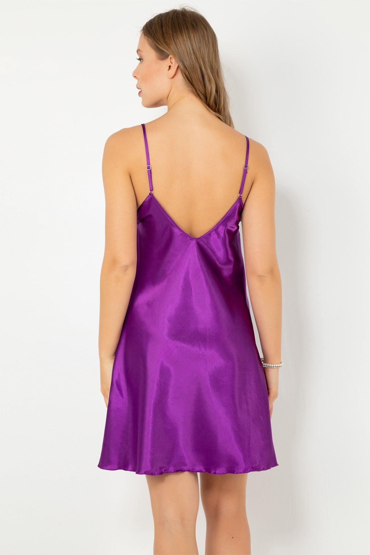 Lace Slit Satin Nightgown - Swordslife