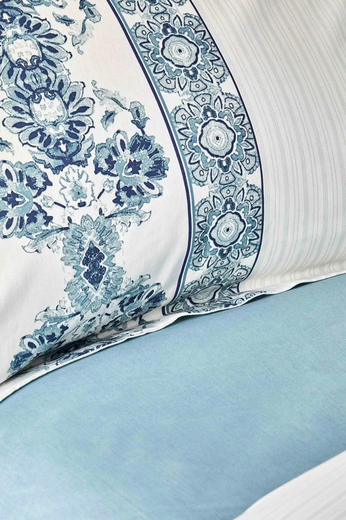 Vivane Blue 100% Cotton Double Duvet Cover Set - Swordslife