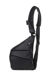 Men's Black Cross Shoulder Chest Bag Headphone And Usb Outlet Water Resistant Single Arm Bag