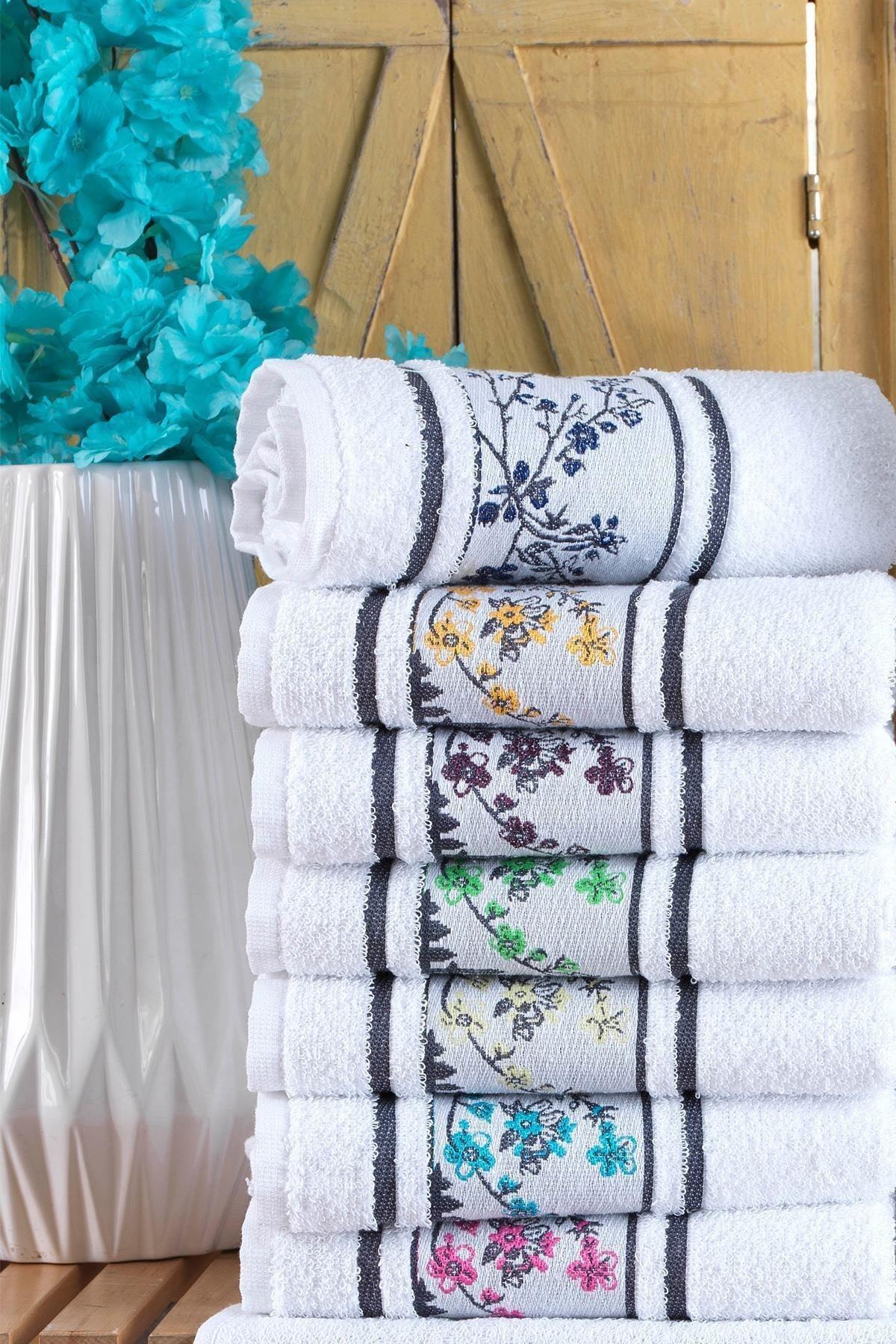 Garden Floral Embroidered 12 Pcs 30x50 Cm Hand And Face Towel Set Kitchen Towel - Swordslife