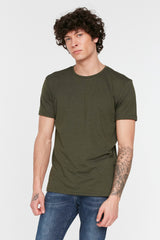 Khaki Men's Basic Regular Fit Crew Neck Short Sleeved T-Shirt