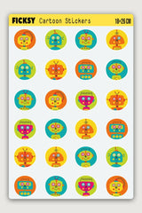 Cute Robots Sticker Set - 24 Pieces