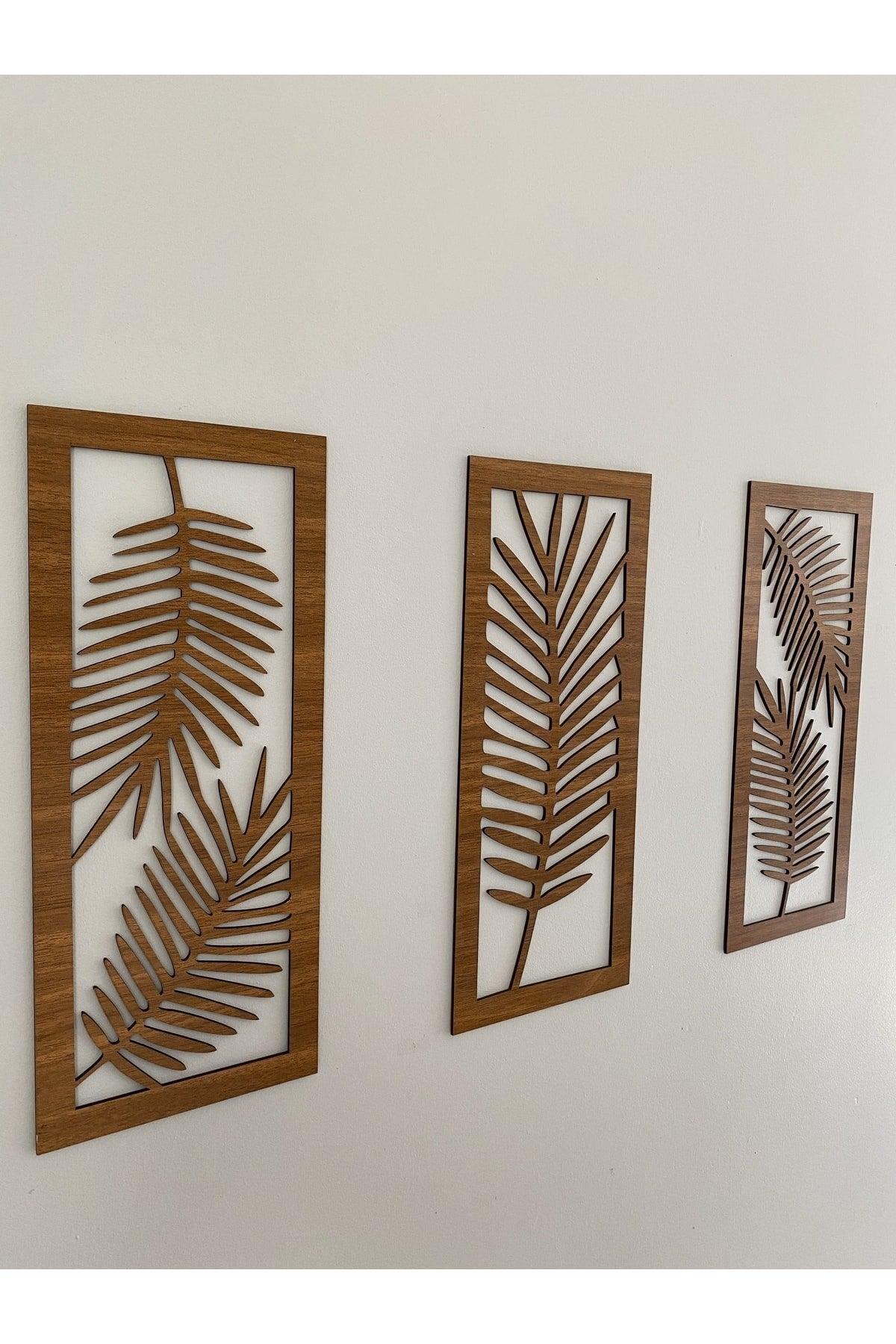 Decorative Leaf Figure Pattern Wall Decor Wooden Triple Leaf - Swordslife