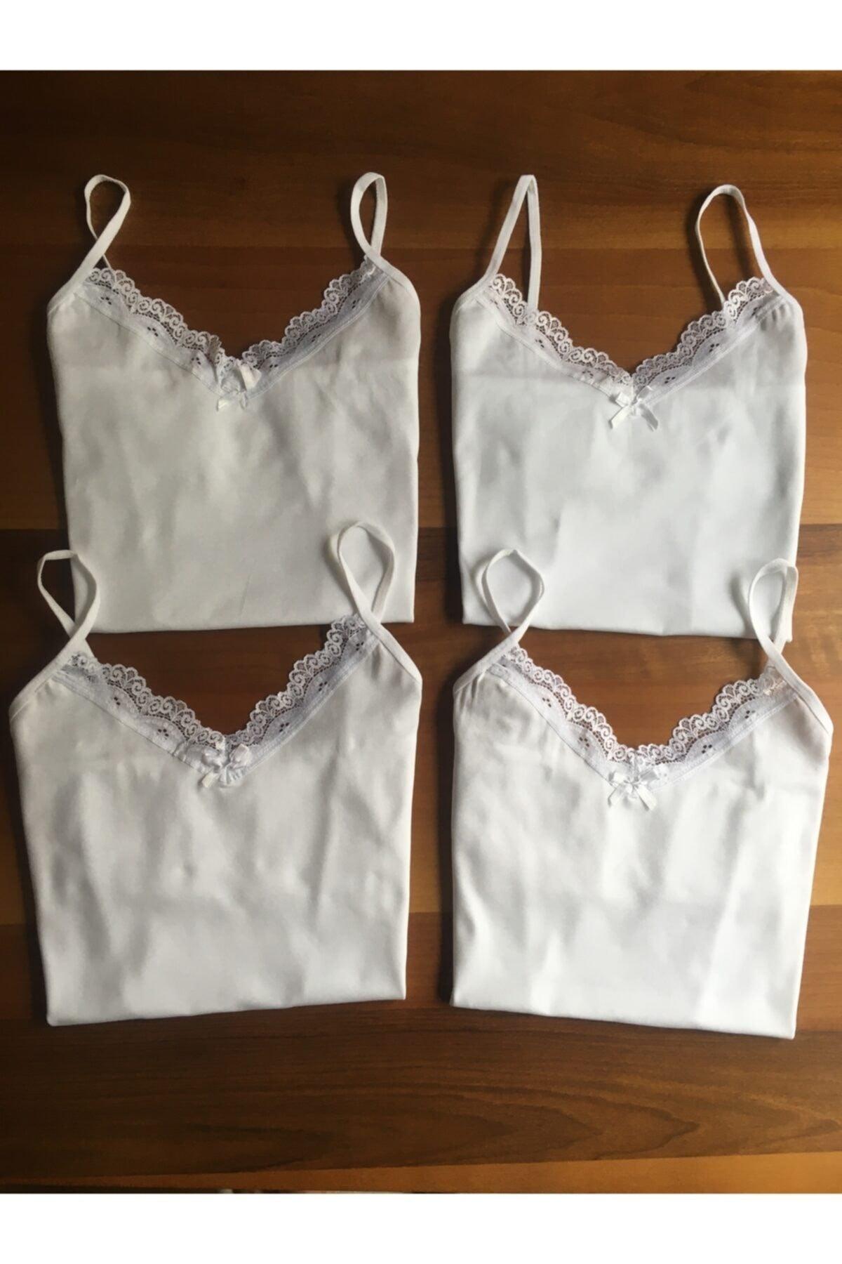 Women's White Color 4-Pack Cotton Rope Suspended Singlet - Swordslife