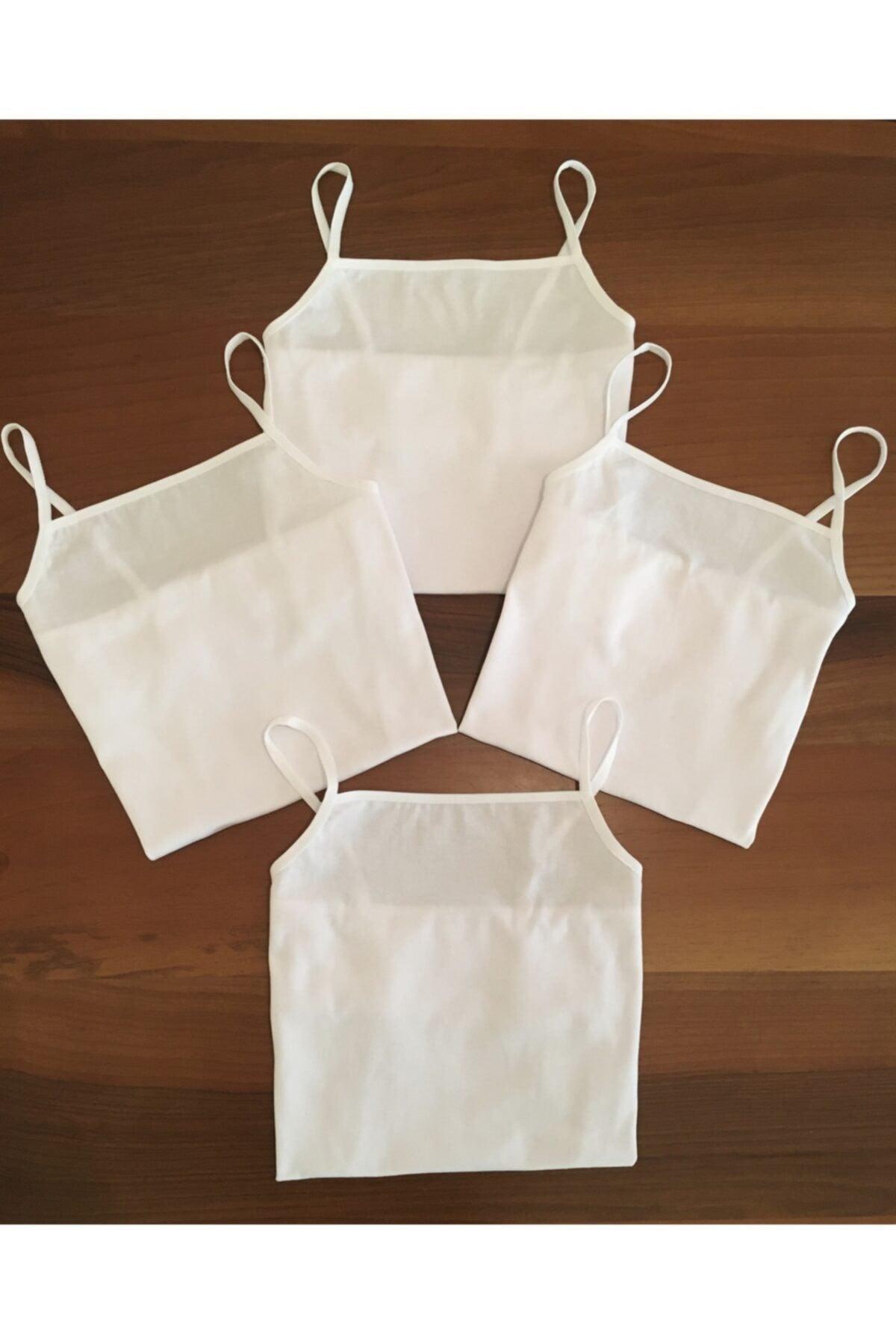 Women's White Color 4-Pack Cotton Rope Suspended Singlet - Swordslife